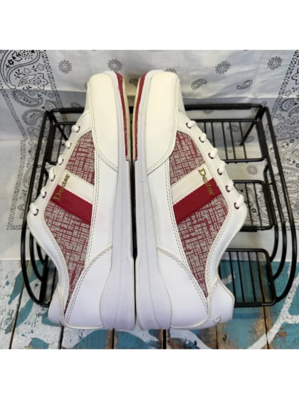 DEXTER Lori Bowling Shoes White w/ Red Lace Up B4256 Woman's Sz 10